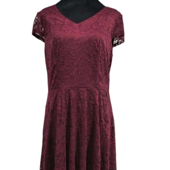 Bery Love Burgundy Lace Knee Length Women's Dress Size XL - Picture 2 of 12